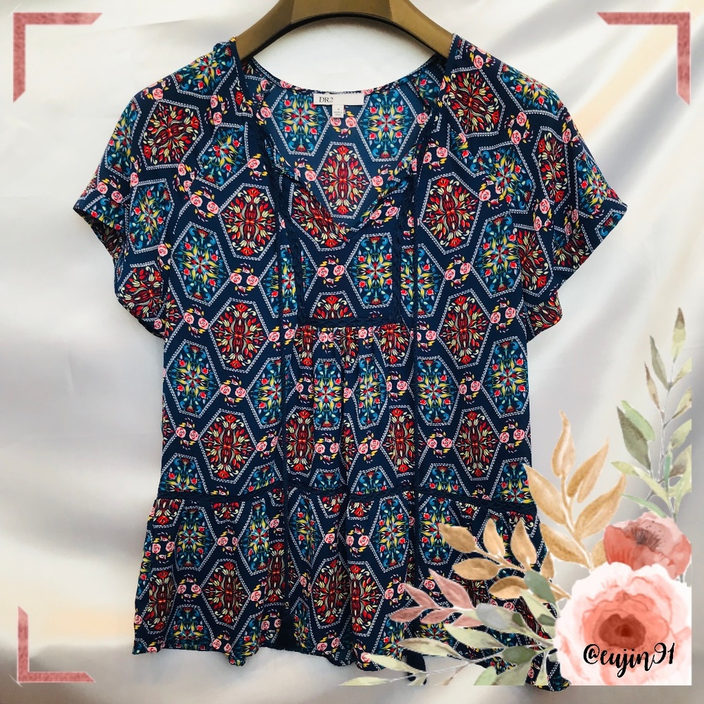 Daniel Rainn DR2 Paisley Peasant Blouse M